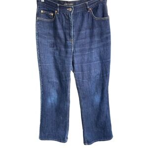 Anne Klein Womens Jeans Side Print High Rise Sz 8 Straight Leg Medium Wash EUC